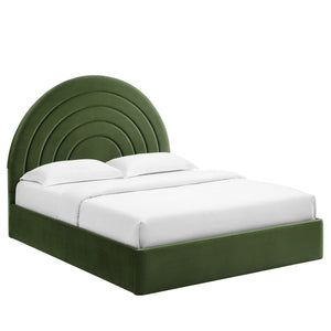 Solana Arched Performance Velvet Full Platform Bed