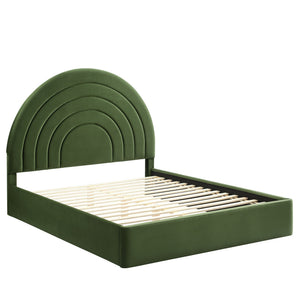 Solana Arched Performance Velvet Full Platform Bed
