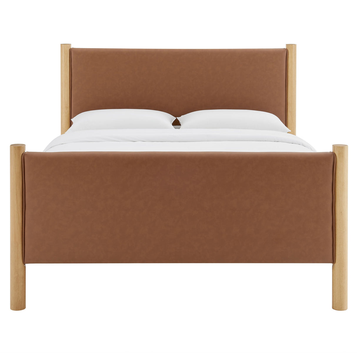 Maven Queen Size Vegan Leather Upholstered Platform Bed
