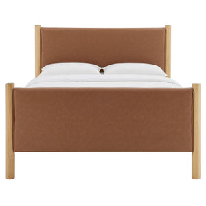 Maven Queen Size Vegan Leather Upholstered Platform Bed