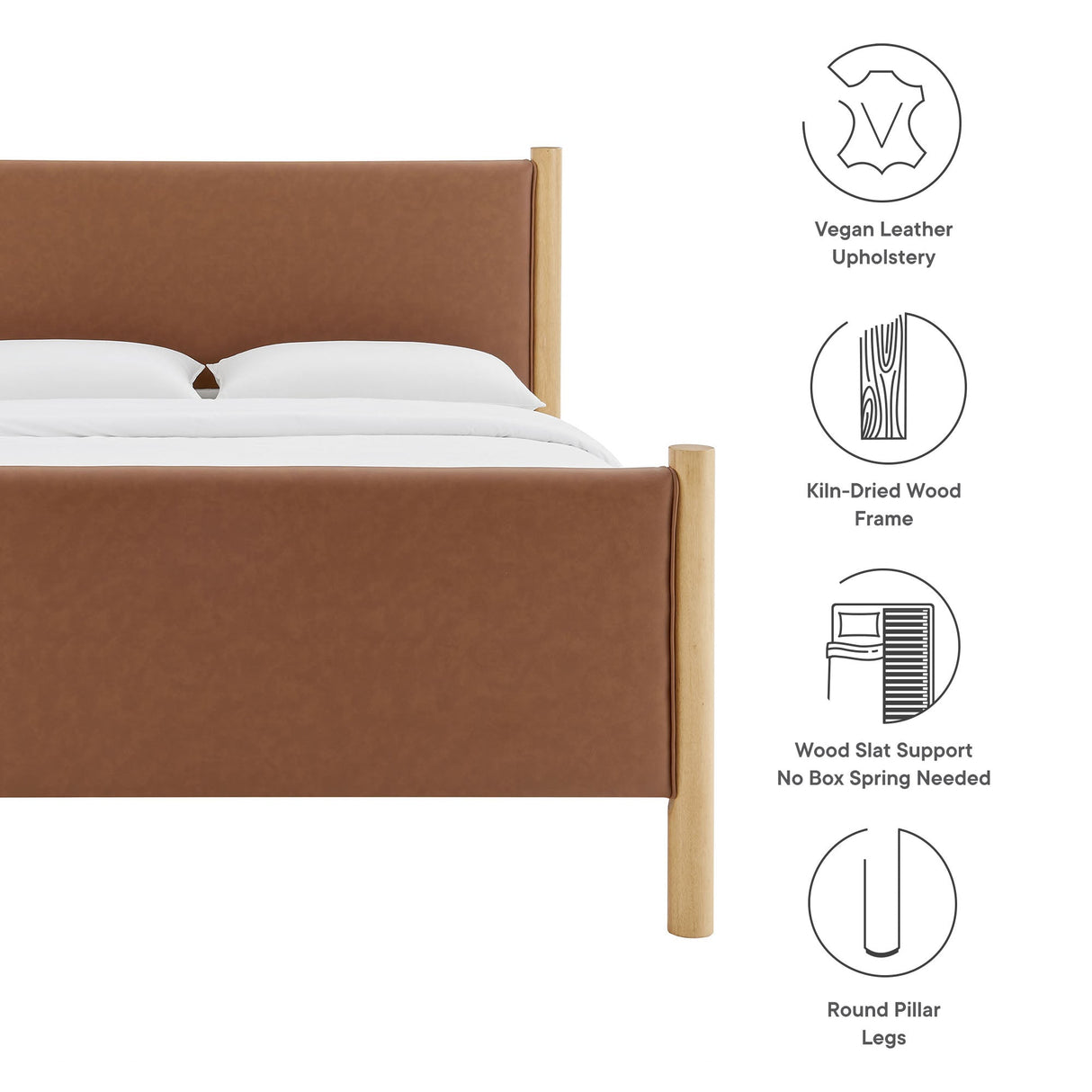 Maven King Size Vegan Leather Upholstered Platform Bed by Modway