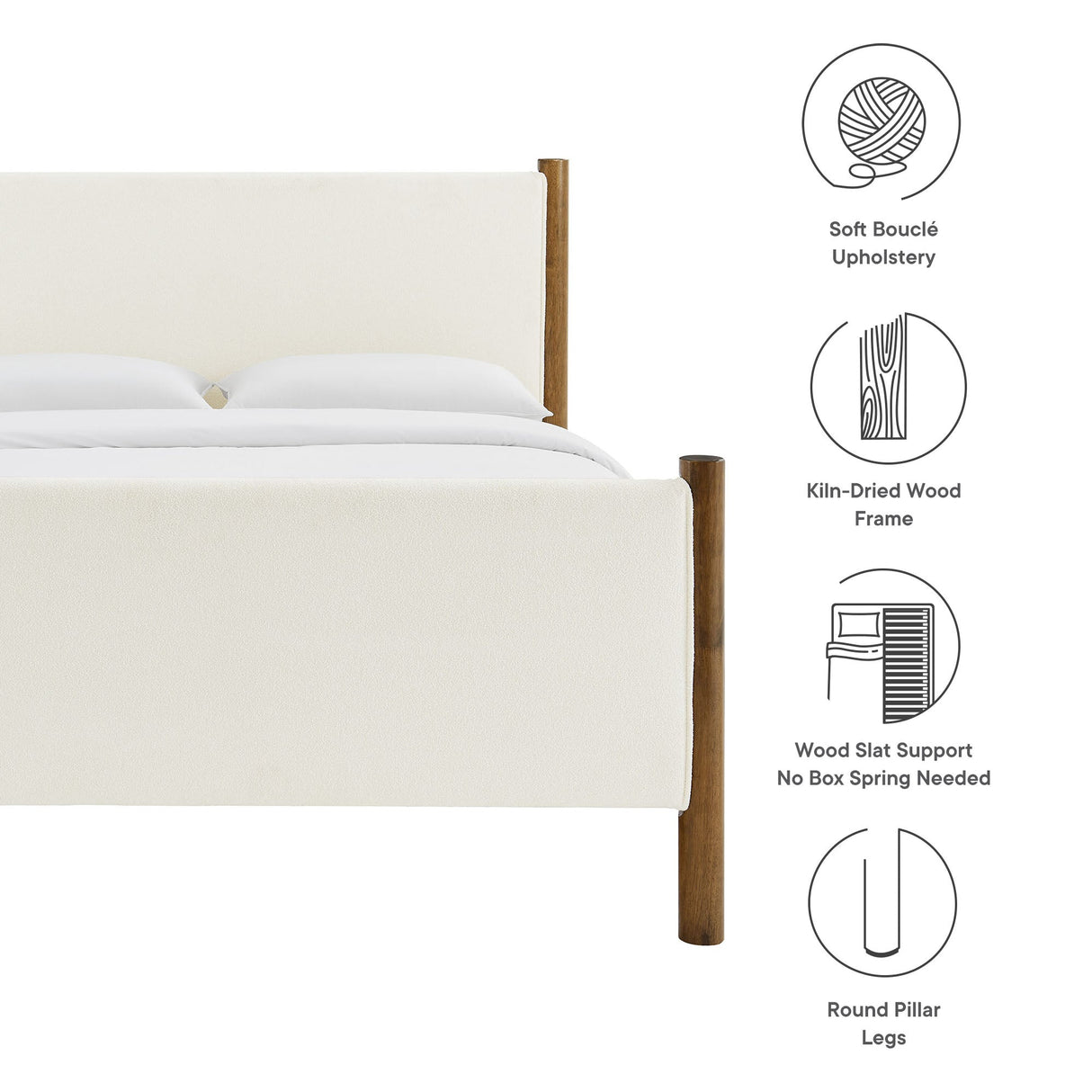 Maven King Size Boucle Upholstered Platform Bed by Modway