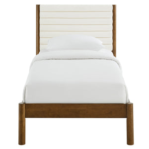 Olea Channel Tufted Boucle Solid Wood Twin Platform Bed by Modway