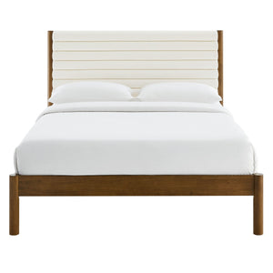 Olea Channel Tufted Boucle Solid Wood Full Platform Bed by Modway