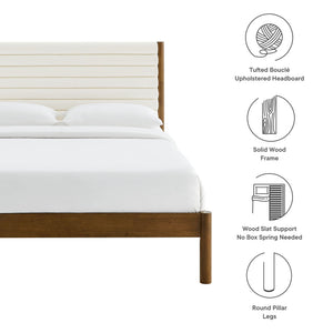 Olea Channel Tufted Boucle Solid Wood Full Platform Bed by Modway