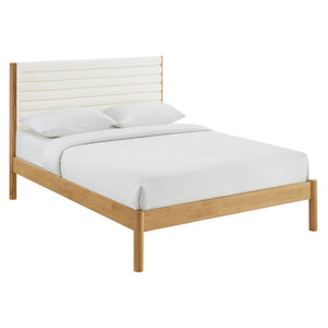 Olea Channel Tufted Boucle Solid Wood Queen Platform Bed by Modway