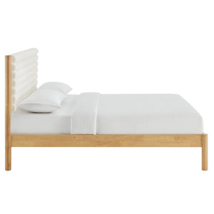 Olea Channel Tufted Boucle Solid Wood Queen Platform Bed by Modway
