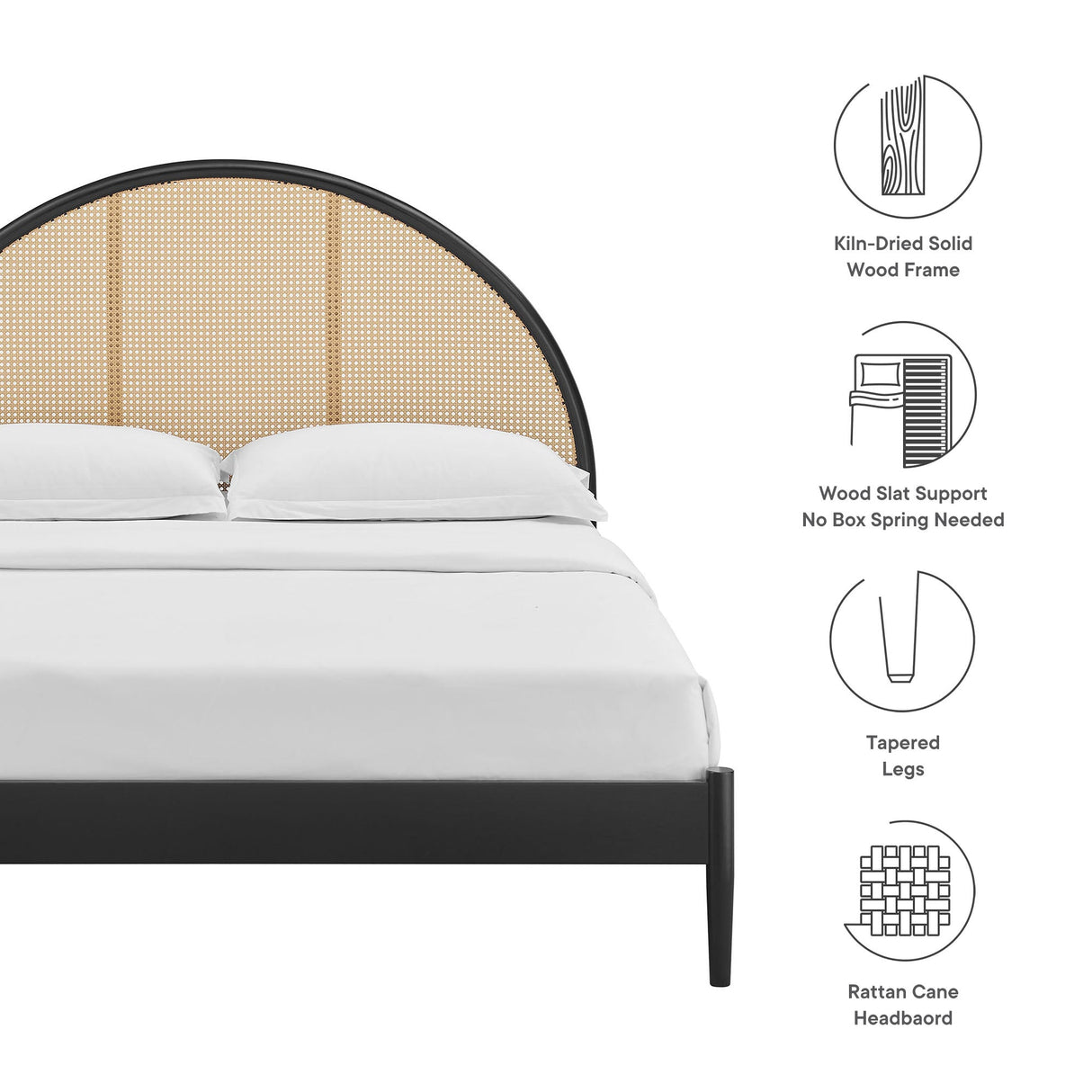 Odette Queen Arched Rattan Cane Platform Bed by Modway