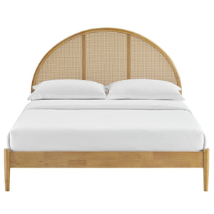 Odette Queen Arched Rattan Cane Platform Bed by Modway