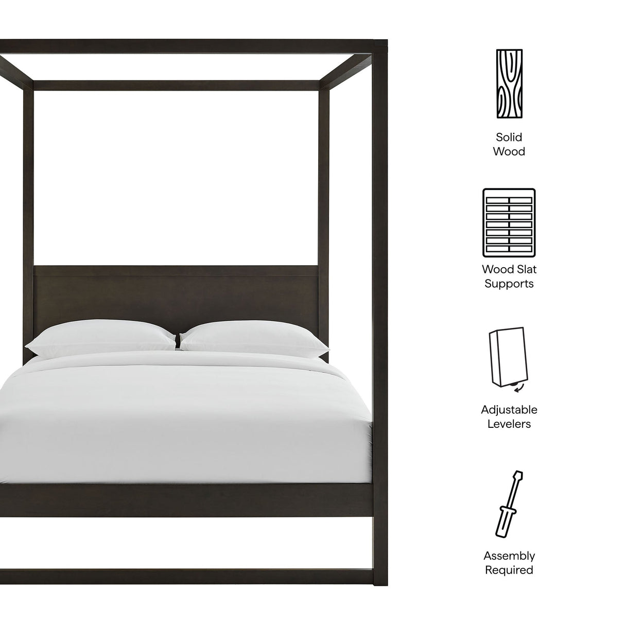 Alva Queen Wood Canopy Platform Bed by Modway