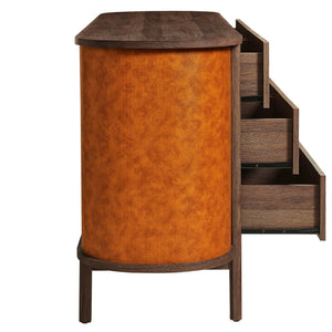 Coralie Curved 6-Drawer Vegan Leather Oval Dresser by Modway
