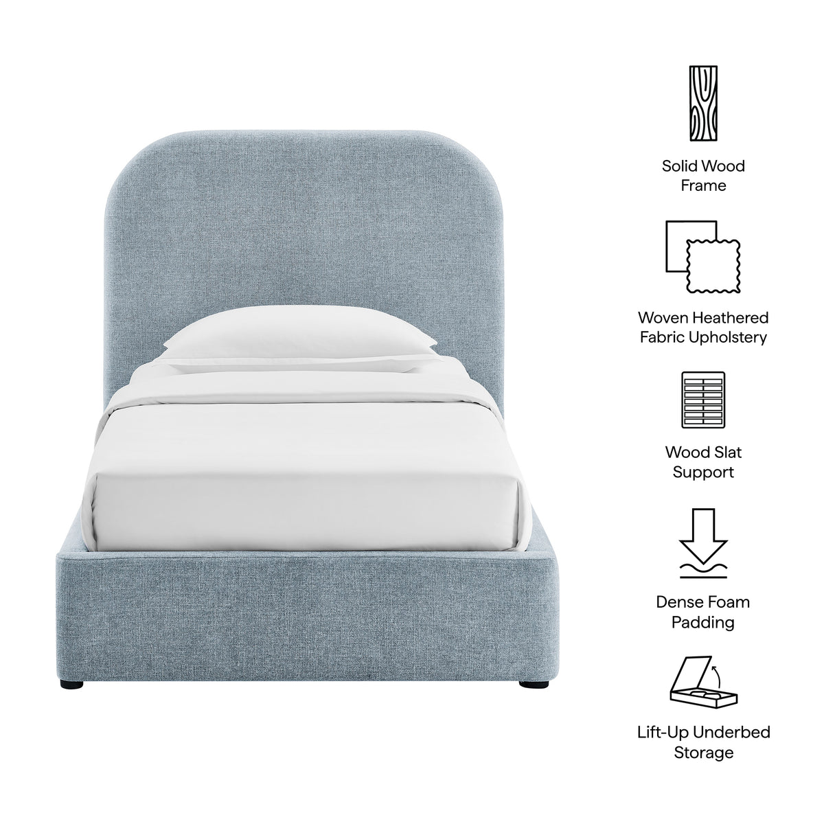 Keynote Twin Fabric Upholstered Storage Platform Bed Frame by Modway
