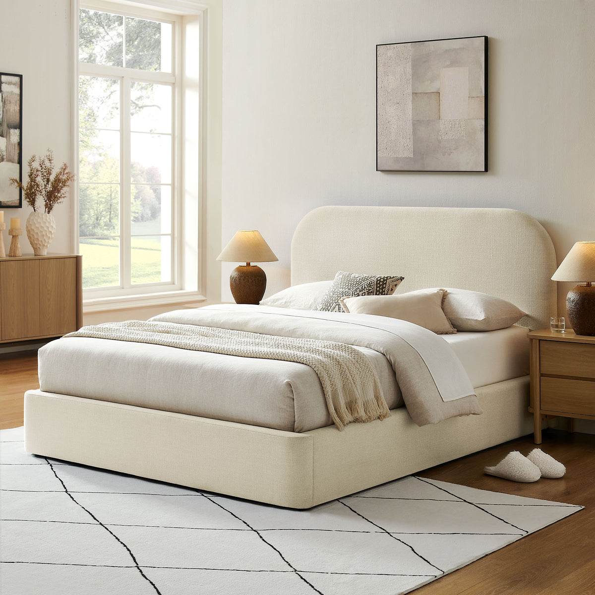 Keynote King Fabric Upholstered Storage Platform Bed Frame by Modway