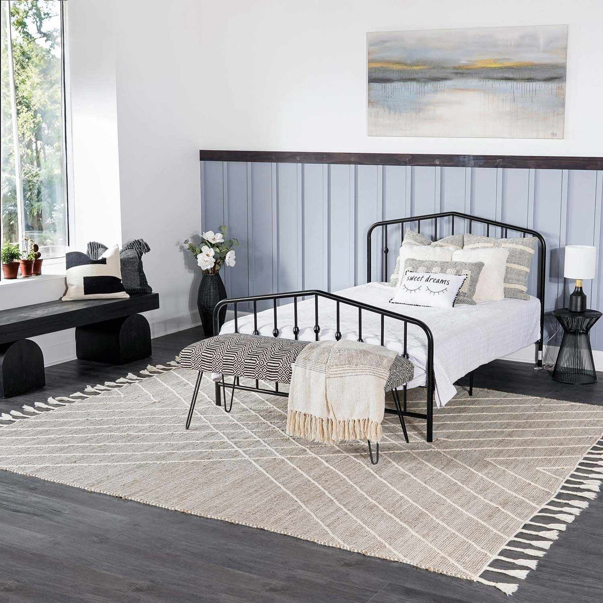Marbletown Jute&Wool Blend Rug with Tassels - Clearance