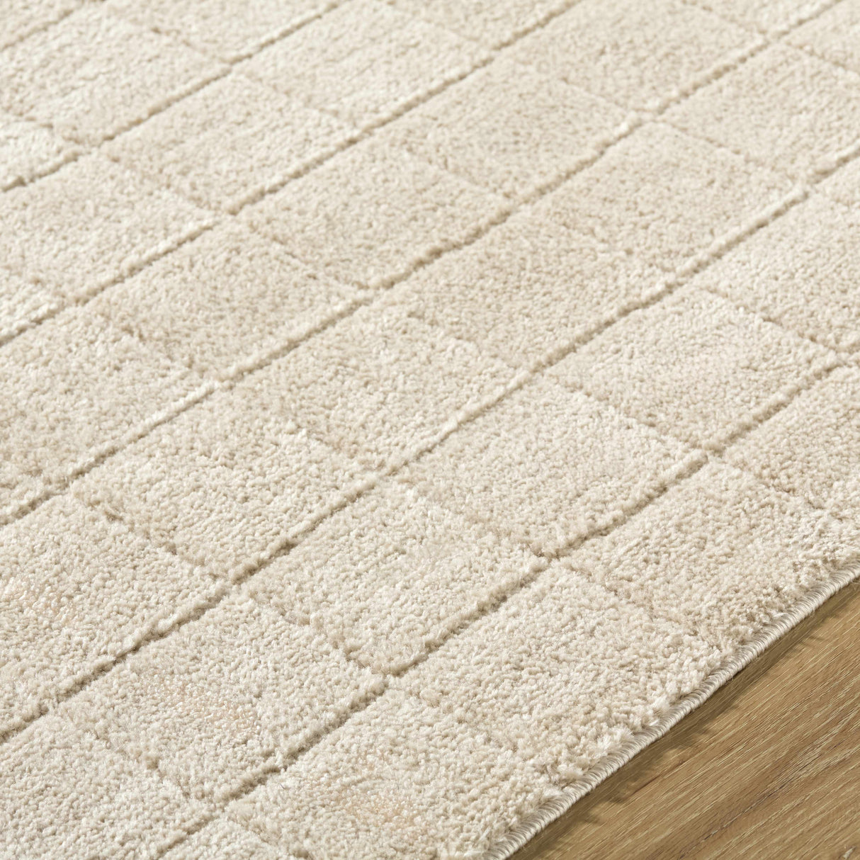 Cascade Checkered Beige Area Rug