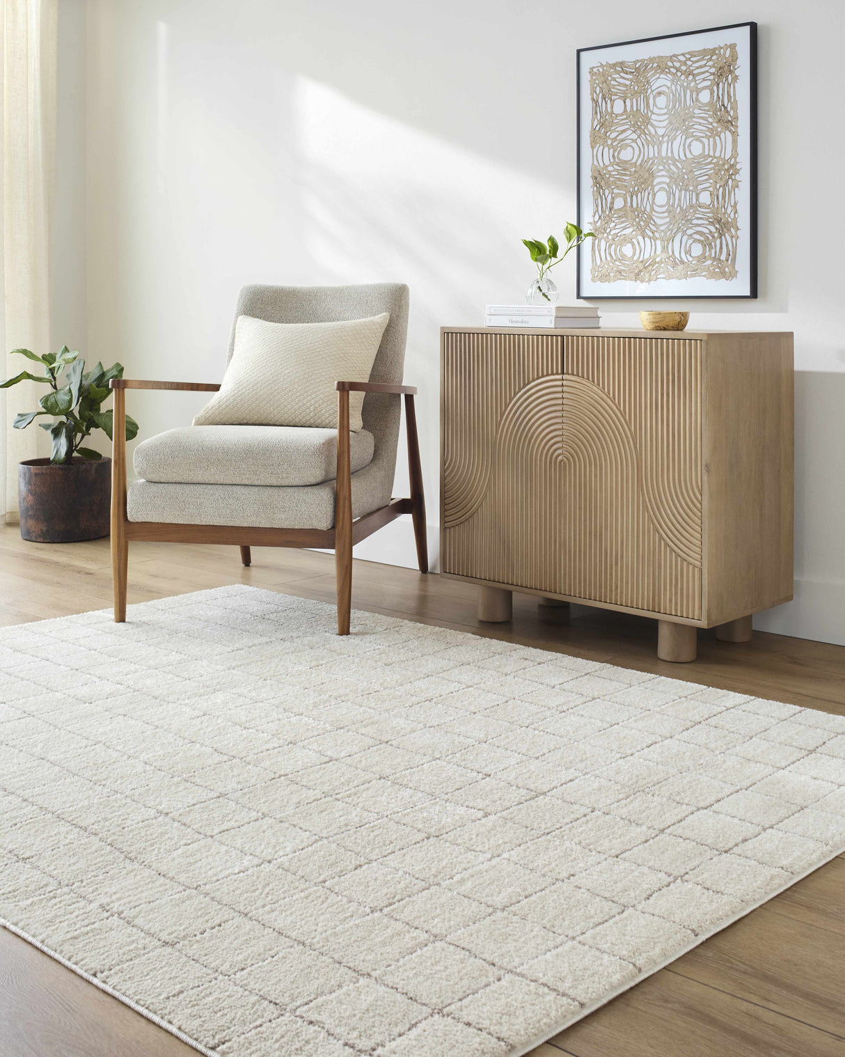 Cascade Checkered Ivory Area Rug