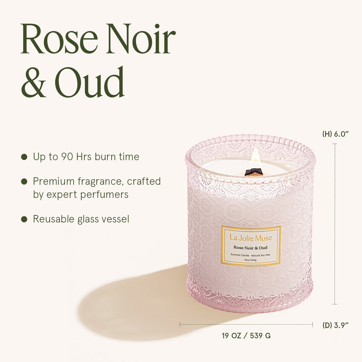 Maelyn - Rose Noir & Oud 19oz Candle