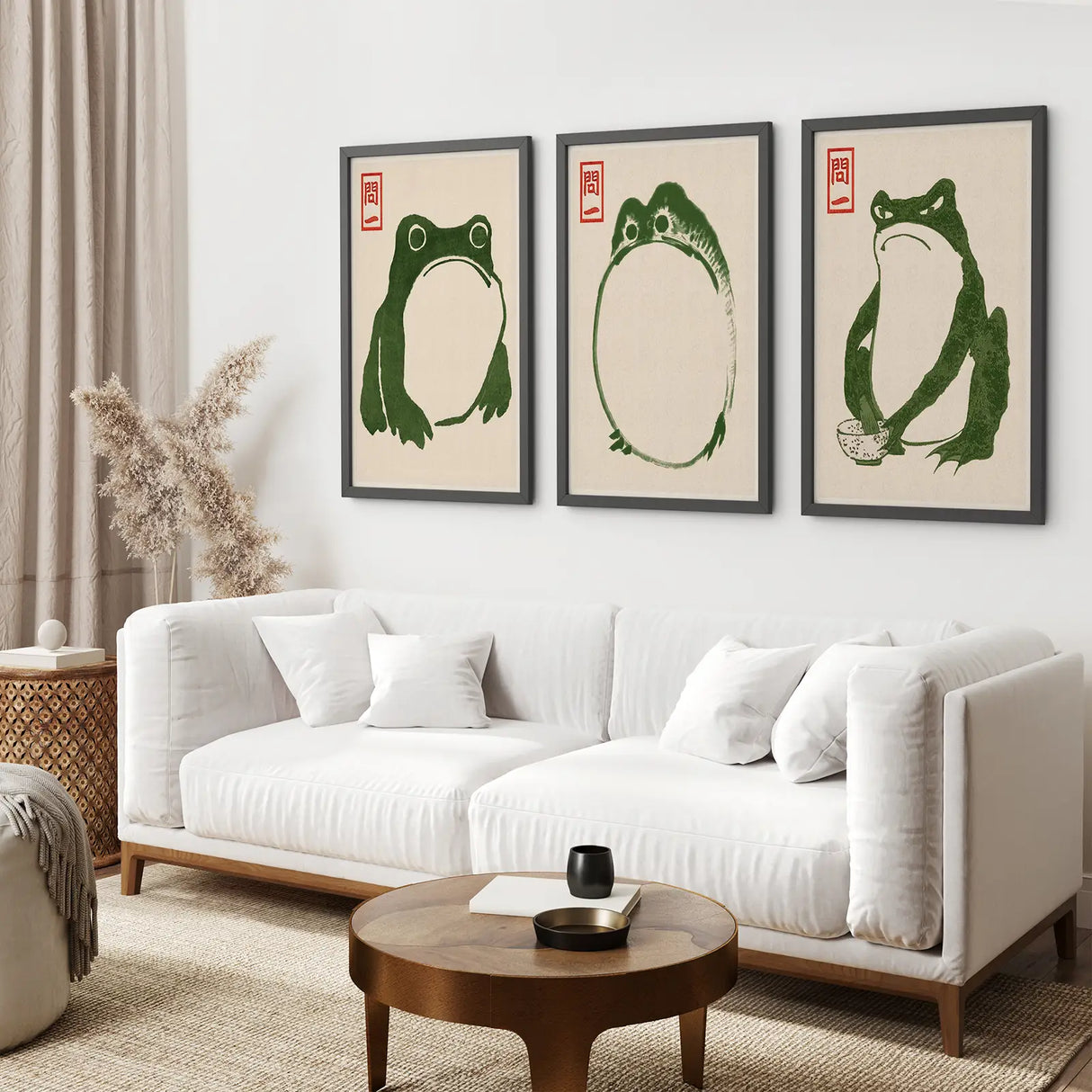 Japanese Matsumoto Hoji Frog Wall Art Print Set
