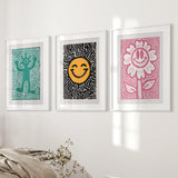 Funky Wall Art. Groovy Poster. Trendy Decor Set