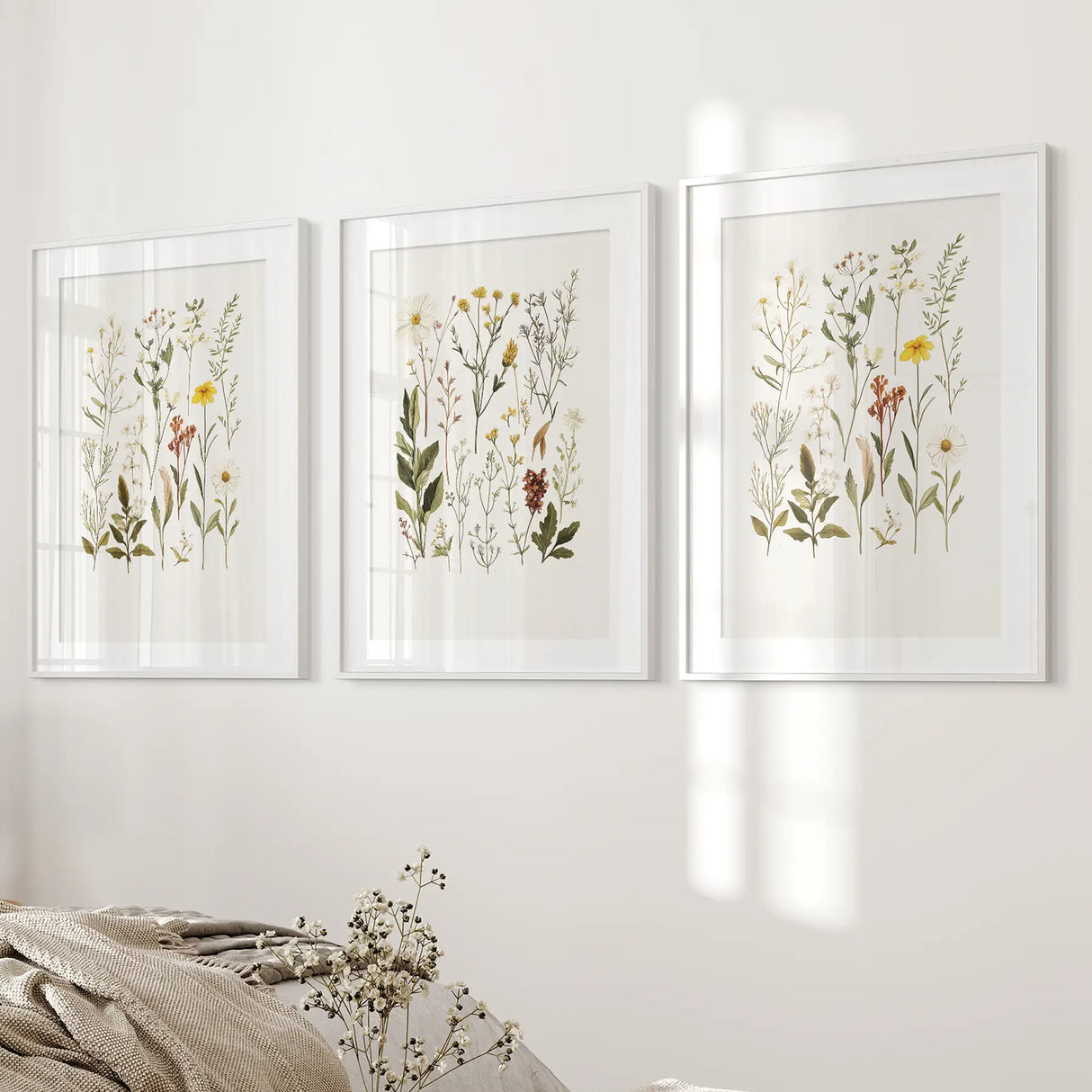 Wildflower Nature Prints. Modern Wall Art Decor