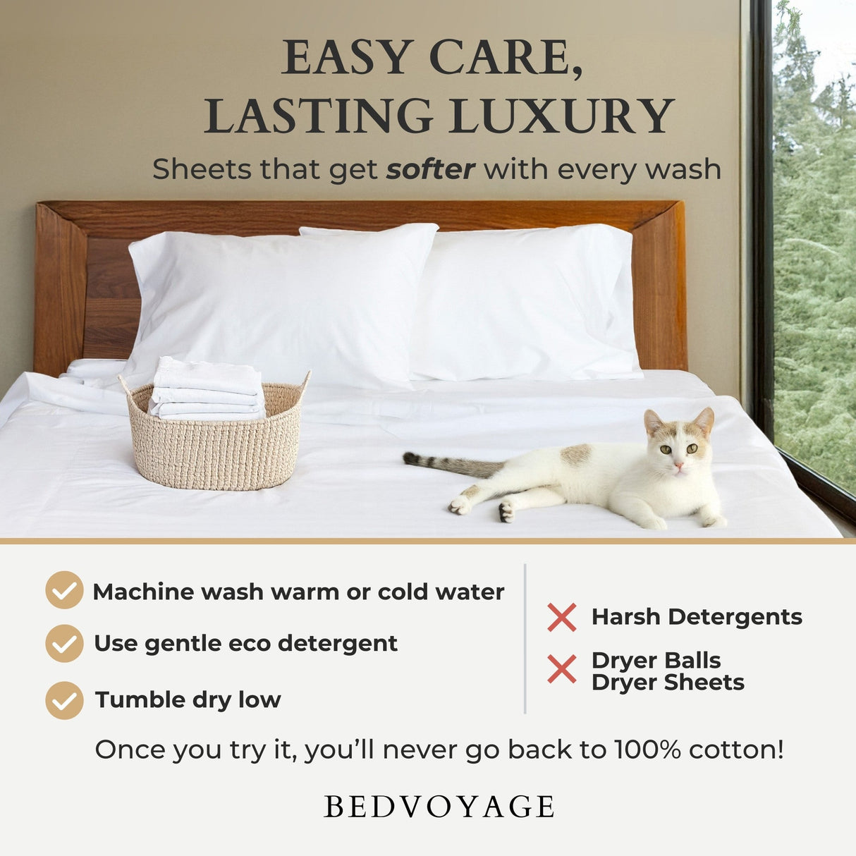 Bamboo Cotton Pillowcases - Viscose from Bamboo + Cotton - Sand