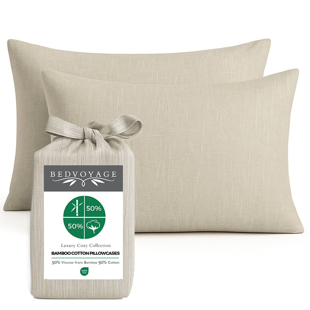 Bamboo Cotton Pillowcases - Viscose from Bamboo + Cotton - Sand