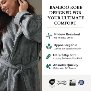 Bamboo Cotton Bath Robe - Viscose from Bamboo + Cotton - Charcoal