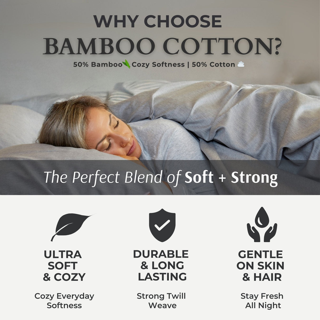 Bamboo Cotton Sheet Set - Viscose from Bamboo + Cotton - Silver