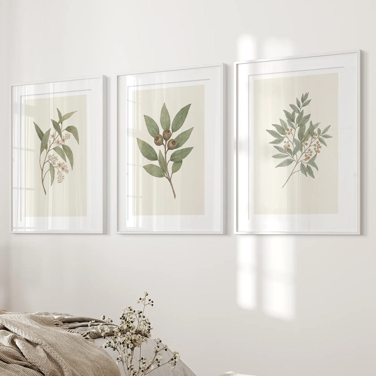 Vintage Neutral Botanical Gallery Wall Print Set
