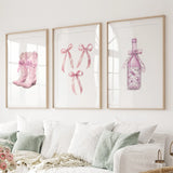 Trendy Pink Wall Art Prints Preppy Room Decor Set