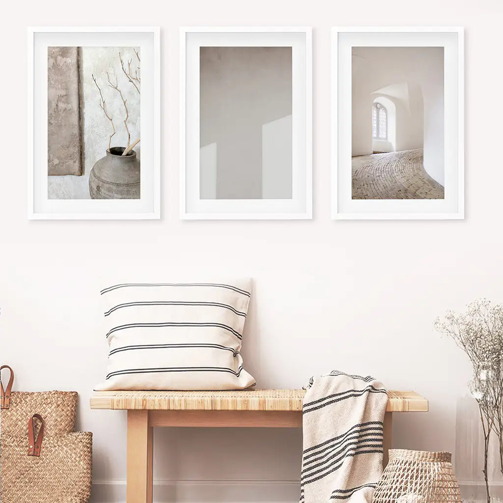 Minimalist Beige Modern Architectural Set of 3 Prints
