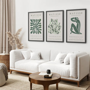 Matisse set of 3 Sage Green Wall Art Prints