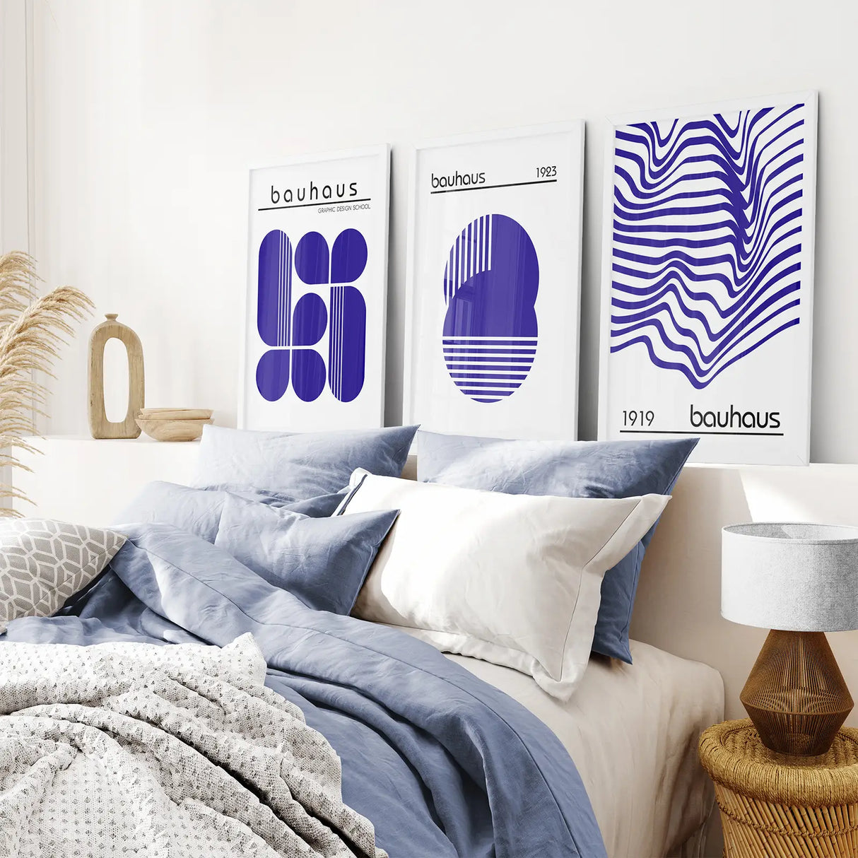 Minimalist Bauhaus Wall Art 3 Piece Print Set