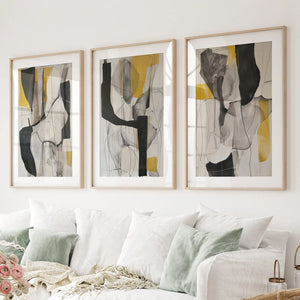 Golden Abstract Shapes Modern Wall Decor Poster
