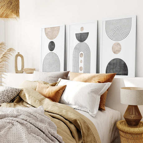 Minimalist Wall Art Set - Modern Art Prints of Black Rainbow