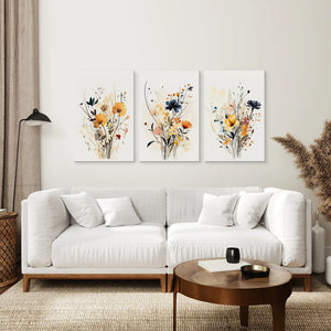 Neutral Watercolor Wildflower Art Prints Set