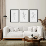 Wildflower Trendy Line Art Set of 3 Wall Decor