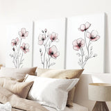 Floral Minimalist Art Posters. 3 Piece Wall Decor