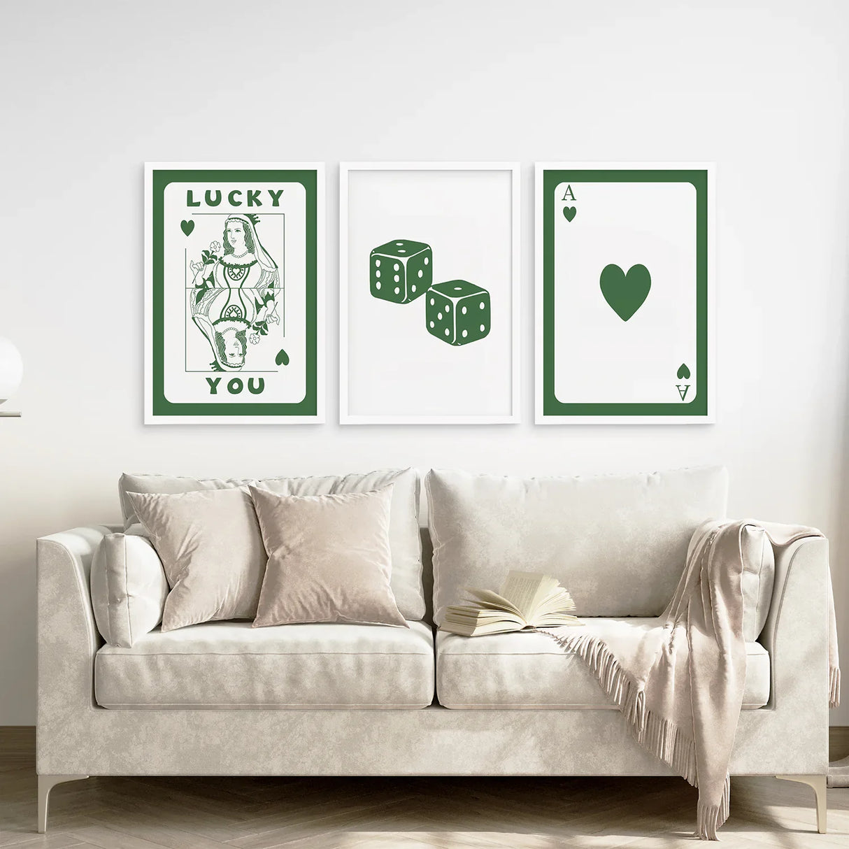 Vintage Poker Card Set of 3 Pieces Trendy Wall Art