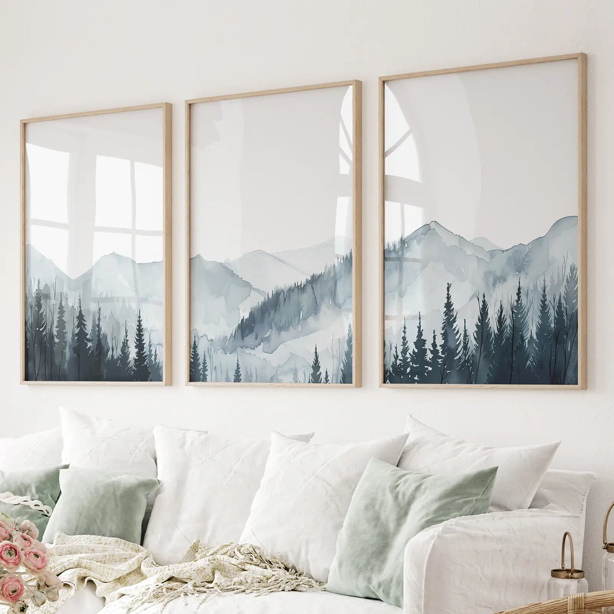 Watercolor Mountain Landscape Wall Art Posters