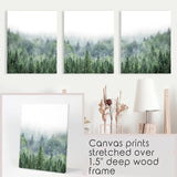 Nordic Nature Wall Art Set. Green Foggy Forest