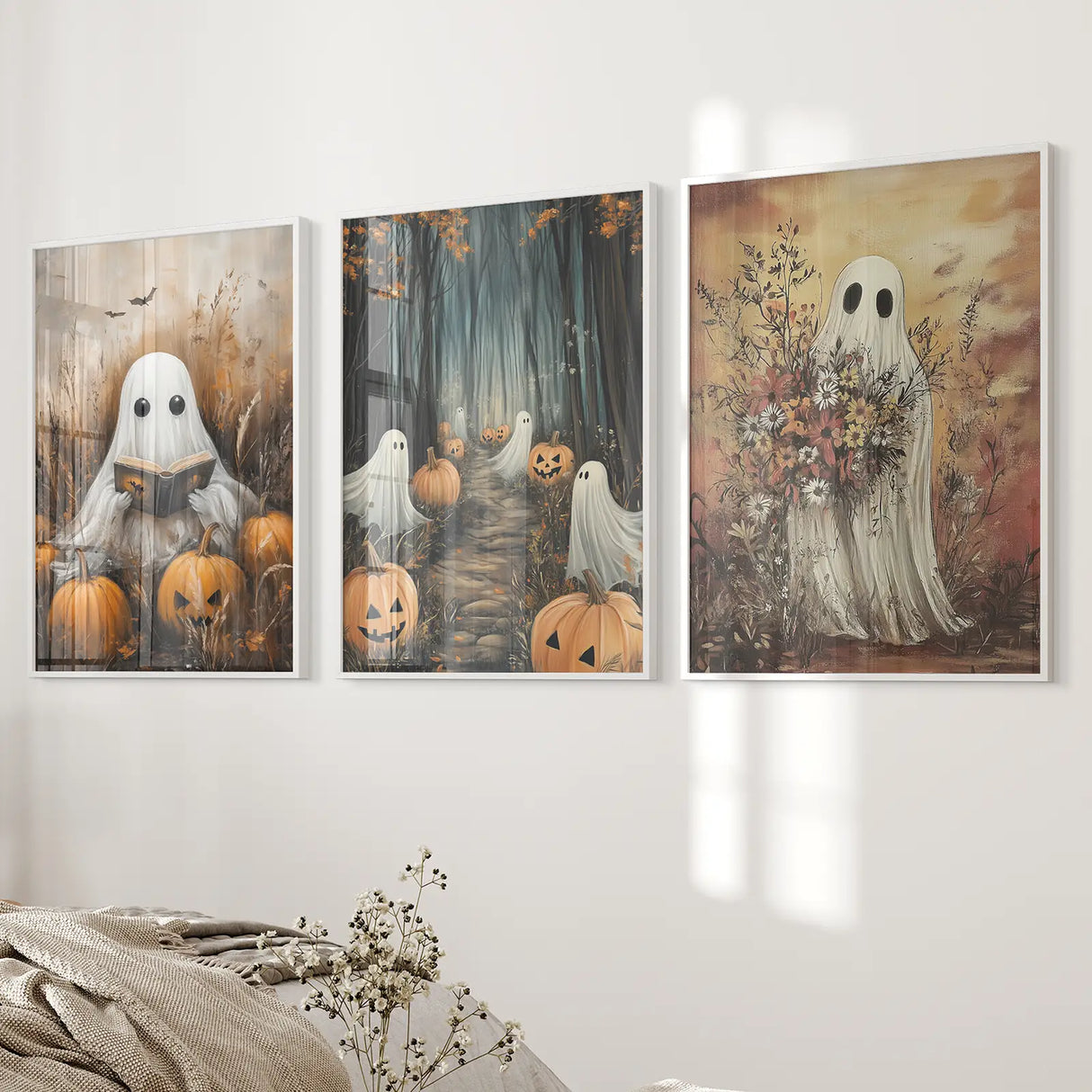 Ghosts Halloween Trendy Wall Art Poster Set Decor