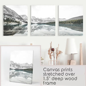 Moraine Lake Nature 3 Piece Wall Art. Nordic Mountain Prints