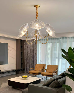 Murano Glass Flowers Chandelier Frosted Leaf Ceiling Light