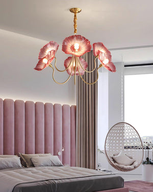 Murano Glass Flowers Chandelier Frosted Leaf Ceiling Light