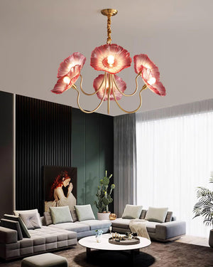 Murano Glass Flowers Chandelier Frosted Leaf Ceiling Light