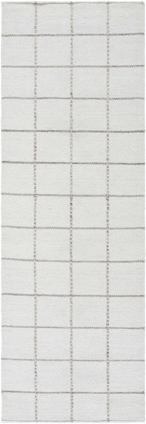 Nissa White Gray Checkered Wool Rug