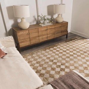 Galey Alix x Livabliss Scandi Geometric Taupe/Mustard Myrtle Avenue V Area Rug
