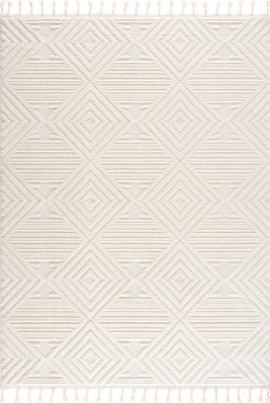 Manyas 3D Bone Area Rug with Tassels