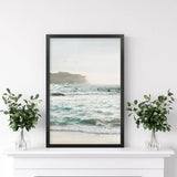 Nautical Coastline Photo. Ocean Waves and Rocks Print